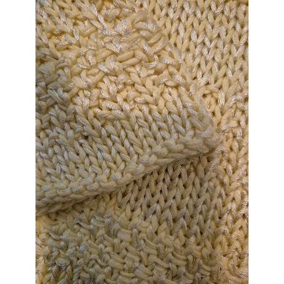 Worth VTG Textured Heavy Knit Rolled Hem Boat Neckline Cotton Yellow Sz L NEW - Picture 4 of 5